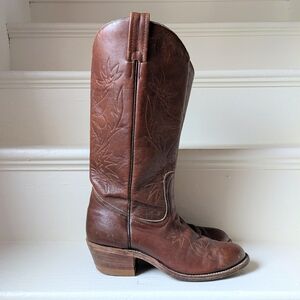 Vintage Brown Leather Cowboy Boots Size 7.5